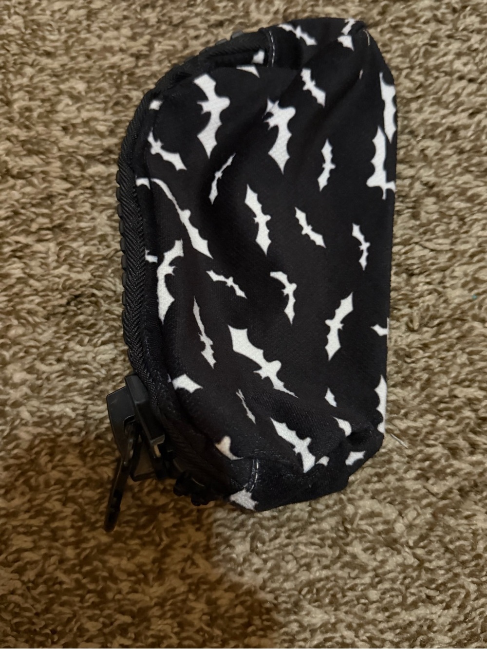 Source Unknown Black and White Bat Pattern Toiletry Pouch